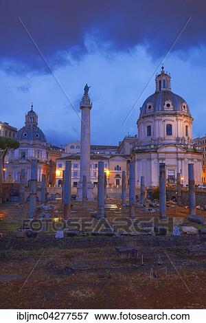 Trajan's Forum, Foro di Traiano, Santa Maria di Loreto church at dusk, Roman Forum, Rome, Lazio, Italy, Europe View Large Photo Image Stock Photo - Trajan's Forum, Foro di Traiano, Santa Maria di Loreto church at dusk, Roman Forum, Rome, Lazio, Italy, Europe. Fotosearch
