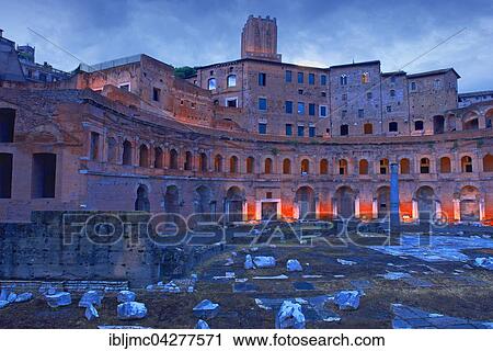 Trajan's Forum, Foro di Traiano, Trajan's Market at dusk, Roman Forum, Rome, Lazio, Italy, Europe View Large Photo Image Stock Image - Trajan's Forum, Foro di Traiano, Trajan's Market at dusk, Roman Forum, Rome, Lazio, Italy, Europe. Fotosearch