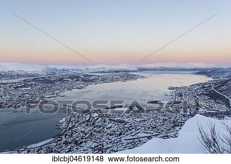 Stock Photo - Tromso town in winter, Sommaroy Island, Norway, Europe. Fotosearch