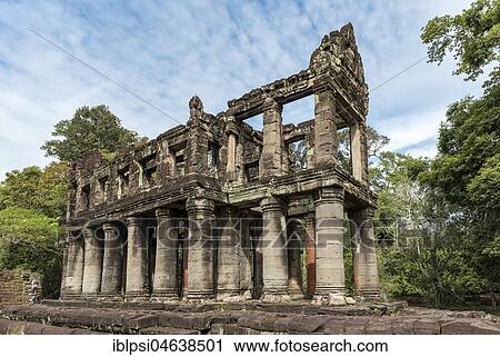 Two-storied building with round columns at Preah Khan Temple, Angkor, Cambodia, Asia View Large Photo Image Stock Image - Two-storied building with round columns at Preah Khan Temple, Angkor, Cambodia, Asia. Fotosearch