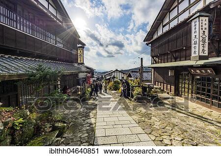 Typical houses, Magome, Kiso Valley, Japan, Asia View Large Photo Image Stock Image - Typical houses, Magome, Kiso Valley, Japan, Asia. Fotosearch