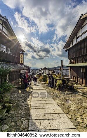 Typical houses, Magome, Kiso Valley, Japan, Asia View Large Photo Image Stock Image - Typical houses, Magome, Kiso Valley, Japan, Asia. Fotosearch
