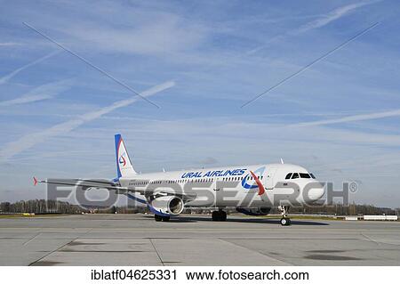 Stock Image - Ural Airlines, Airbus, A321, Munich Airport, Germany, Europe. Fotosearch
