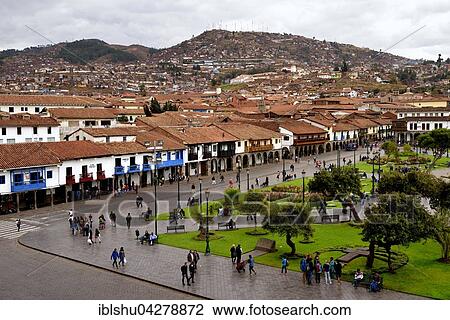 Stock Image - View from the Cathedral to the Plaza de Armas, Cusco Province, Cusco Province, Peru, South America. Fotosearch