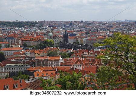 Stock Image - View from the Prague Castle over the Old Town, Prague, Czech Republic, Europe. Fotosearch