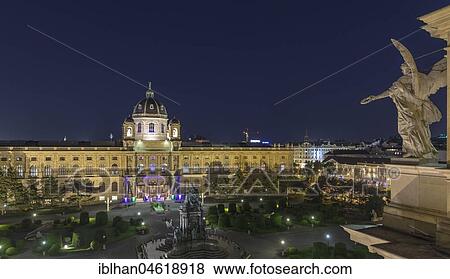 View from the roof of the Natural History Museum to the new Museumsquartier near Nacht, Vienna, Austria, Europe View Large Photo Image Stock Photo - View from the roof of the Natural History Museum to the new Museumsquartier near Nacht, Vienna, Austria, Europe. Fotosearch