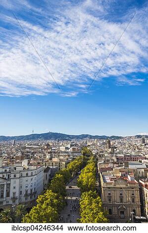 View of the historic centre with Las Ramblas, La Rambla, Barcelona, Catalonia, Spain, Europe View Large Photo Image Picture - View of the historic centre with Las Ramblas, La Rambla, Barcelona, Catalonia, Spain, Europe. Fotosearch