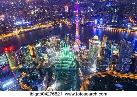 View over Pudong at night, Shanghai, China, Asia View Large Photo Image Stock Image - View over Pudong at night, Shanghai, China, Asia. Fotosearch
