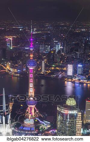 View over Pudong with Oriental Pearl Tower at night, Shanghai, China, Asia View Large Photo Image Stock Image - View over Pudong with Oriental Pearl Tower at night, Shanghai, China, Asia. Fotosearch