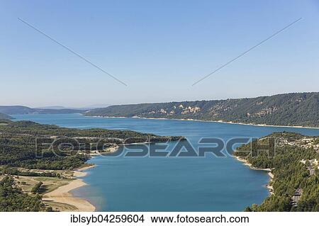 View to the Lac de Sainte-Croix, Provence-Alpes-Cote d'Azur, France, Europe View Large Photo Image Picture - View to the Lac de Sainte-Croix, Provence-Alpes-Cote d'Azur, France, Europe. Fotosearch