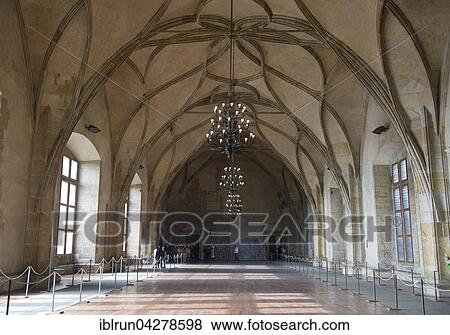 Stock Photo - Vladislav Hall, Prague castle, Prague, Czech Republic, Europe. Fotosearch