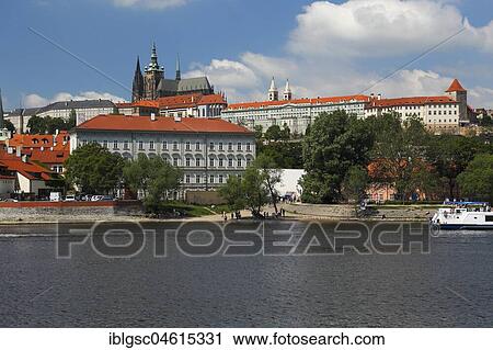 Vltava River with Prague Castle, St. Vitus Cathedral, Prague, Czech Republic, Europe View Large Photo Image Stock Image - Vltava River with Prague Castle, St. Vitus Cathedral, Prague, Czech Republic, Europe. Fotosearch