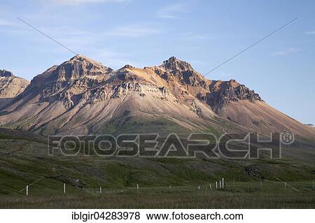 Stock Photo - Vulcanic mountains, Borgafjordur, Iceland, Europe. Fotosearch