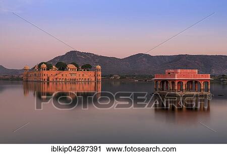 Water Palace Jal Mahal at sunset, Jaipur, Rajasthan, India, Asia View Large Photo Image Stock Image - Water Palace Jal Mahal at sunset, Jaipur, Rajasthan, India, Asia. Fotosearch