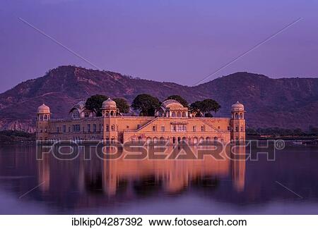 Water Palace Jal Mahal at sunset, Jaipur, Rajasthan, India, Asia View Large Photo Image Stock Image - Water Palace Jal Mahal at sunset, Jaipur, Rajasthan, India, Asia. Fotosearch