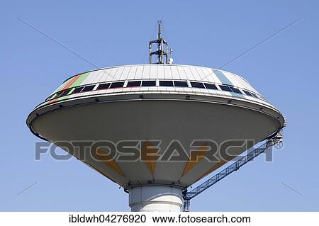 Stock Image - Water Tower of the Leverkusen power supply, Energieversorgung Leverkusen, EVL, Leverkusen, North Rhine-Westphalia, Germany, Europe. Fotosearch