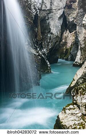 Waterfall in Soca Canyon, Soca Valley, Bovec, Triglav National Park, Slovenia, Europe View Large Photo Image Stock Image - Waterfall in Soca Canyon, Soca Valley, Bovec, Triglav National Park, Slovenia, Europe. Fotosearch