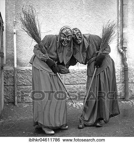 Witches with broom in hand, carnival, around 1950, Freiburg, Germany, Europe View Large Photo Image Stock Photograph - Witches with broom in hand, carnival, around 1950, Freiburg, Germany, Europe. Fotosearch