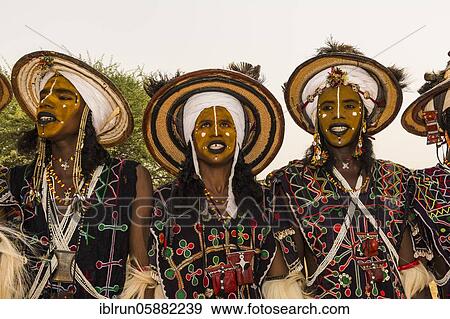 Wodaabe-Bororo men with faces painted at the annual Gerewol festival, courtship ritual competition among the Woodaabe Fula people, Niger, Africa View Large Photo Image Stock Photo - Wodaabe-Bororo men with faces painted at the annual Gerewol festival, courtship ritual competition among the Woodaabe Fula people, Niger, Africa. Fotosearch