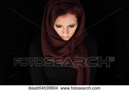 Woman with cloth on her head View Large Photo Image Picture - Woman with cloth on her head. Fotosearch