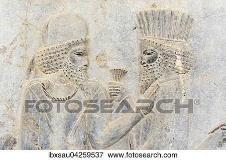 Antikes Relief der Achameniden, Meder und Perser, Apadana, Palast, archaologische Ausgrabungsstatte, altpersische Residenzstadt Persepolis, UNESCO Weltkulturerbe, Provinz Fars, Iran View Large Photo Image Stock Photo - Antikes Relief der Achameniden, Meder und Perser, Apadana, Palast, archaologische Ausgrabungsstatte, altpersische Residenzstadt Persepolis, UNESCO Weltkulturerbe, Provinz Fars, Iran. Fotosearch