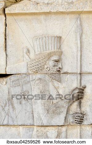 Antikes Relief der Achameniden, Perser mit Lanze, Soldat der unsterblichen Garde am Apadana, Palast, archaologische Ausgrabungsstatte, altpersische Residenzstadt Persepolis, UNESCO Weltkulturerbe, Provinz Fars, Iran View Large Photo Image Stock Photograph - Antikes Relief der Achameniden, Perser mit Lanze, Soldat der unsterblichen Garde am Apadana, Palast, archaologische Ausgrabungsstatte, altpersische Residenzstadt Persepolis, UNESCO Weltkulturerbe, Provinz Fars, Iran. Fotosearch