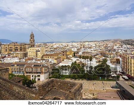 Ausblick von Monte de Gibralfaro auf die Altstadt, Malaga, Andalusien, Spanien, Europa View Large Photo Image Stock Photo - Ausblick von Monte de Gibralfaro auf die Altstadt, Malaga, Andalusien, Spanien, Europa. Fotosearch