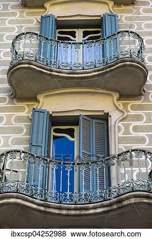 Balkone, Jugendstil, Eixample, Barcelona, Katalonien, Spanien, Europa View Large Photo Image Stock Photo - Balkone, Jugendstil, Eixample, Barcelona, Katalonien, Spanien, Europa. Fotosearch
