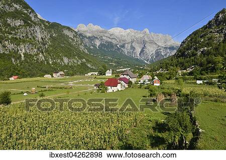Blick uber Theth, Thethi Tal, Theth, Thethi Nationalpark, Albanische Alpen, Balkan, Albanien, Europa View Large Photo Image Stock Photo - Blick uber Theth, Thethi Tal, Theth, Thethi Nationalpark, Albanische Alpen, Balkan, Albanien, Europa. Fotosearch