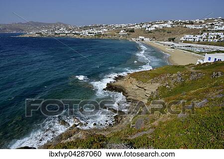 Bucht, Strand bei Chora oder Mykonos-Stadt, Mykonos, Kykladen, Griechenland, Europa View Large Photo Image Stock Image - Bucht, Strand bei Chora oder Mykonos-Stadt, Mykonos, Kykladen, Griechenland, Europa. Fotosearch