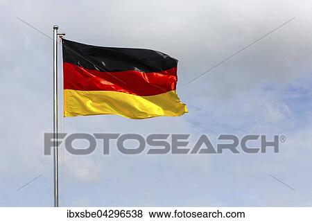 Deutsche Flagge, Bundesflagge weht im Wind View Large Photo Image Stock Photo - Deutsche Flagge, Bundesflagge weht im Wind. Fotosearch