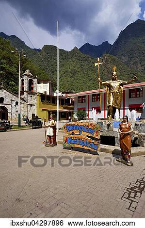 Dorfplatz mit Inka -Statue, Aguas Calientes, Provinz Cusco, Peru, Sudamerika View Large Photo Image Stock Photograph - Dorfplatz mit Inka -Statue, Aguas Calientes, Provinz Cusco, Peru, Sudamerika. Fotosearch