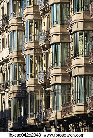 Fassade mit Fenstern und Balkonen, Eixample, Barcelona, Katalonien, Spanien, Europa View Large Photo Image Stock Image - Fassade mit Fenstern und Balkonen, Eixample, Barcelona, Katalonien, Spanien, Europa. Fotosearch