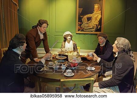 Figures of Christoph Martin Wieland, Johann Wolfgang von Goethe, Duchess Anna Amalia, Friedrich Schiller and Johann Gottfried Herder sitting at the table, Weimar House, Thuringia, Germany, Europe View Large Photo Image Stock Photo - Figures of Christoph Martin Wieland, Johann Wolfgang von Goethe, Duchess Anna Amalia, Friedrich Schiller and Johann Gottfried Herder sitting at the table, Weimar House, Thuringia, Germany, Europe. Fotosearch