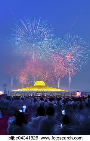 Fireworks behind the Chedi Mahadhammakaya Cetiya of the Wat Phra Dhammakaya temple, Khlong Luang District, Pathum Thani, Bangkok, Thailand, Asia *** IMPORTANT: Image may not be used in a negative context with the Dhammakaya temple *** View Large Photo Image Stock Photograph - Fireworks behind the Chedi Mahadhammakaya Cetiya of the Wat Phra Dhammakaya temple, Khlong Luang District, Pathum Thani, Bangkok, Thailand, Asia *** IMPORTANT: Image may not be used in a negative context with the Dhammakaya temple ***. Fotosearch