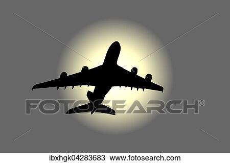 Flugzeug, A380, Silhouette View Large Photo Image Stock Image - Flugzeug, A380, Silhouette. Fotosearch