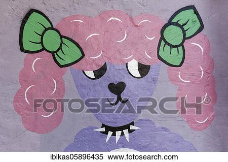 Funny poodle with bow in his hair, graffito for children, Düsseldorf, North Rhine-Westphalia, Germany, Europe View Large Photo Image Stock Photography - Funny poodle with bow in his hair, graffito for children, Düsseldorf, North Rhine-Westphalia, Germany, Europe. Fotosearch