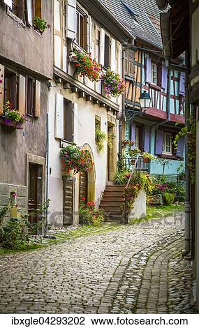 Gasse mit bunten Fachwerkhausern, Eguisheim, Departement Haut-Rhin, Elsass, Frankreich, Europa View Large Photo Image Stock Image - Gasse mit bunten Fachwerkhausern, Eguisheim, Departement Haut-Rhin, Elsass, Frankreich, Europa. Fotosearch