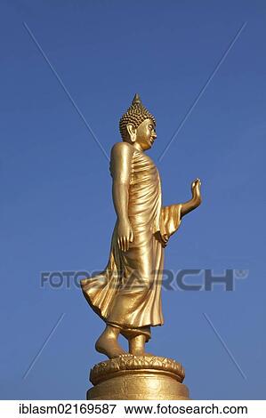 Stock Photo - Golden Buddha statue, Wat Piyaram Temple, Chiang Mai, Northern Thailand, Thailand, Southeast Asia, Asia. Fotosearch