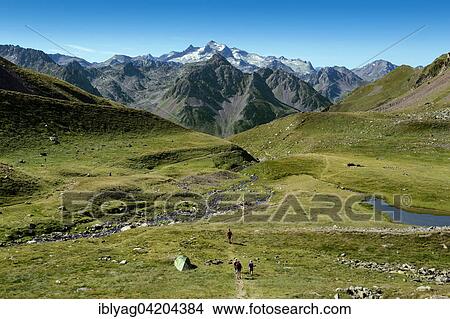 Picture - Hicking Near The Oncet Lake, Pic Du Midi De Bigorre, Hautes Pyrenees, France. Fotosearch