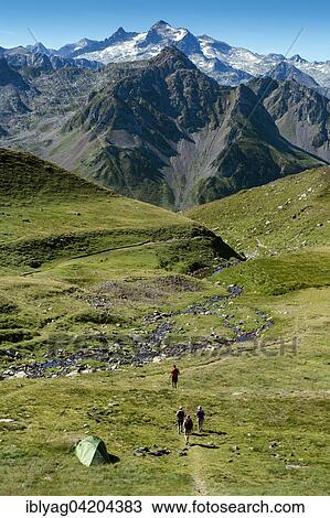 Stock Image - Hicking Near The Oncet Lake, Pic Du Midi De Bigorre, Hautes Pyrenees, France. Fotosearch