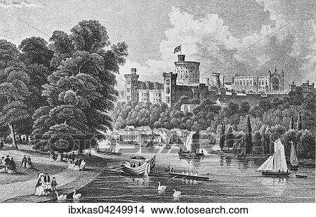 Historische Stadtansicht, Stahlstich, Schloss Windsor um 1855, Windsor, Grossbritannien, Europa View Large Photo Image Picture - Historische Stadtansicht, Stahlstich, Schloss Windsor um 1855, Windsor, Grossbritannien, Europa. Fotosearch