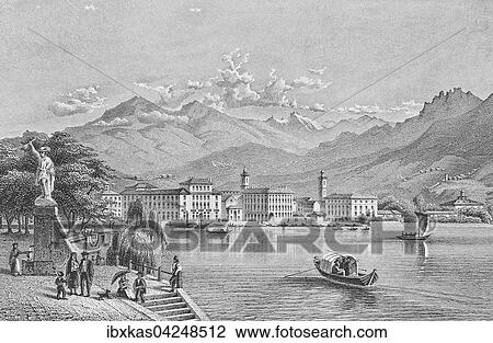 Historische Stadtansicht, Stahlstich, Lugano um 1860, Kanton Tessin, Schweiz, Europa View Large Photo Image Stock Image - Historische Stadtansicht, Stahlstich, Lugano um 1860, Kanton Tessin, Schweiz, Europa. Fotosearch