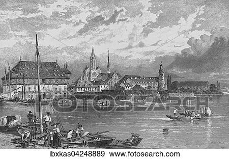 Historische Stadtansicht, Stahlstich, Konstanz mit Bodensee um 1850, Deutschland, Europa View Large Photo Image Stock Photo - Historische Stadtansicht, Stahlstich, Konstanz mit Bodensee um 1850, Deutschland, Europa. Fotosearch