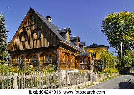 Historisches Umgebindehaus, Hinterhermsdorf, Sebnitz, Landkreis Sachsische Schweiz-Osterzgebirge, Sachsen, Deutschland, Europa View Large Photo Image Stock Photograph - Historisches Umgebindehaus, Hinterhermsdorf, Sebnitz, Landkreis Sachsische Schweiz-Osterzgebirge, Sachsen, Deutschland, Europa. Fotosearch