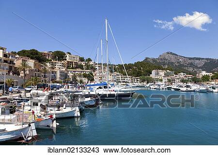 In the harbour of Port Soller, Majorca, Balearic Islands, Spain, Europe View Large Photo Image Stock Image - In the harbour of Port Soller, Majorca, Balearic Islands, Spain, Europe. Fotosearch