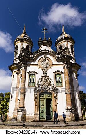 Stock Photo - Kirche des Heiligen Franziskus von Assisi, Igreja de Sao Francisco de Assis, Ouro Preto, Minas Gerais, Brasilien, Sudamerika. Fotosearch