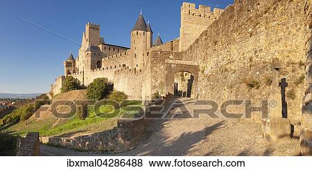 La Cite, mittelalterliche Festungsstadt Carcassonne, UNESCO Weltkulturerbe, Languedoc-Roussillon, Sudfrankreich, Frankreich, Europa View Large Photo Image Stock Photo - La Cite, mittelalterliche Festungsstadt Carcassonne, UNESCO Weltkulturerbe, Languedoc-Roussillon, Sudfrankreich, Frankreich, Europa. Fotosearch