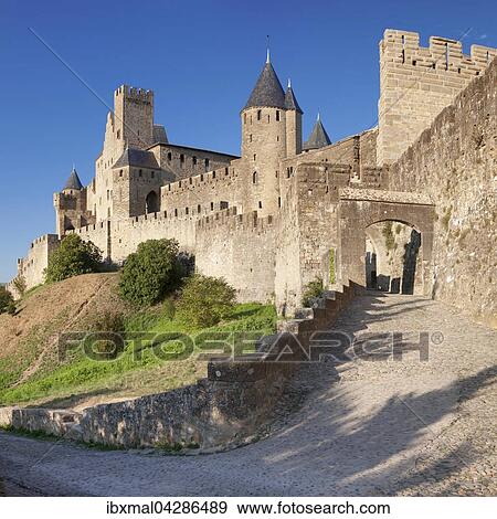La Cite, mittelalterliche Festungsstadt Carcassonne, UNESCO Weltkulturerbe, Languedoc-Roussillon, Sudfrankreich, Frankreich, Europa View Large Photo Image Stock Photo - La Cite, mittelalterliche Festungsstadt Carcassonne, UNESCO Weltkulturerbe, Languedoc-Roussillon, Sudfrankreich, Frankreich, Europa. Fotosearch