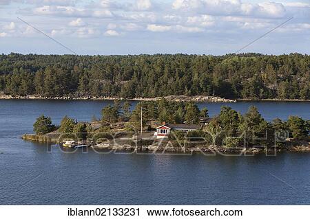 Stock Image - Little island in the Swedish archipelago, Baltic Sea, Sweden, Europe. Fotosearch
